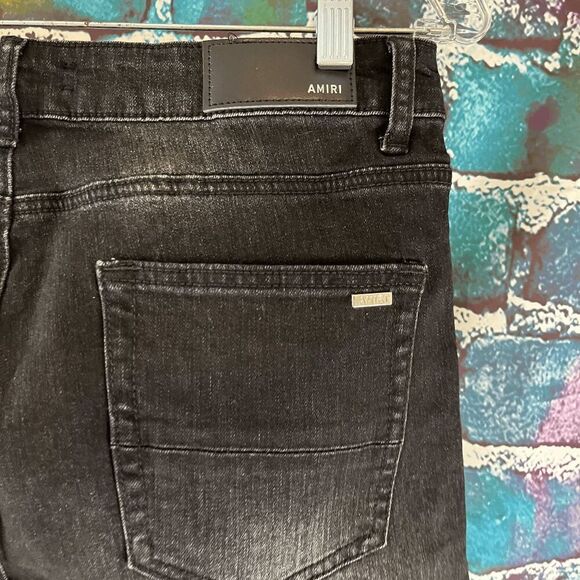 Amiri Paint Drip Coreo Logo Denim Jeans Size 32 - Picture 3 of 7